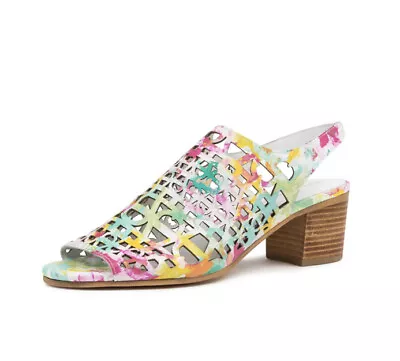 Django & Juliette Bowe Lrg Tropical Leather Heeled Sandals Multicolour Size 39  • $69