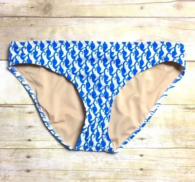 New J. Crew Factory Seahorse Bikini Bottom A3046 Blue White Swim Suit Sz Medium • $17.49