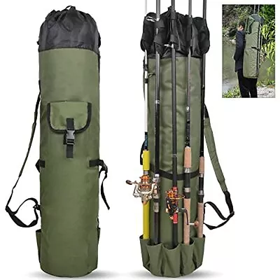 Fishing Rod Bag Pole Holder Portable Fishing Rod Case Carrier Khaki Green • $34.36