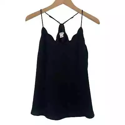 J. CREW Scallop Tank Blouse Size 2 Black Going Out Evening Career Office Work  • $13.49