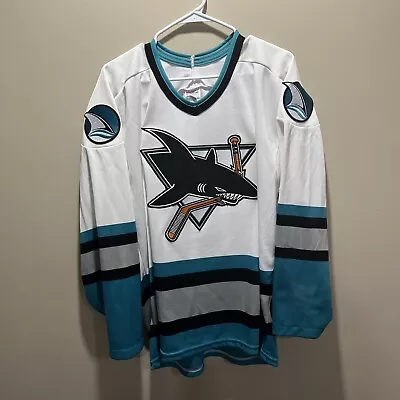 Vintage San Jose Sharks Hockey Jersey By Maska L CCM Sewn Authentic • $149.99