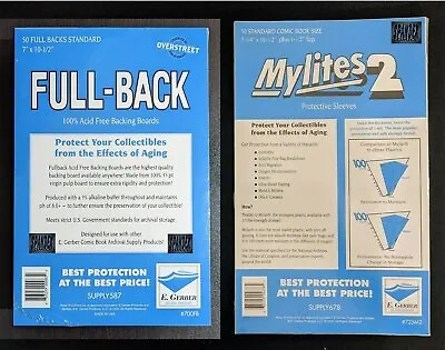 50 - E. Gerber Standard Comic Mylites 2 & 35 PT Full-Backs 725M2 700FB Set Of 50 • $41.74