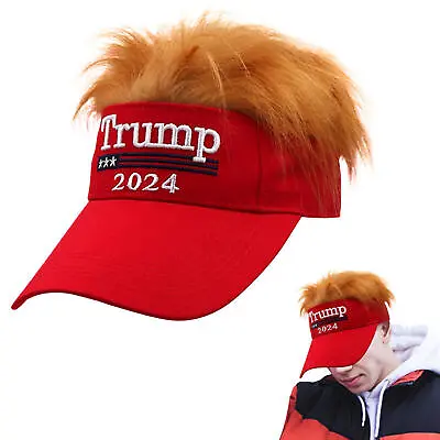 $21.09 • Buy Trump Hats 2024 Wig Visor Donald Trump Baseball Hat Outdoor Sunscreen Cap