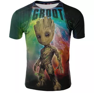 Guardians Of The Galaxy Groot 3d T-shirts Men Women Summer Short Sleeve Tee Tops • £16.79