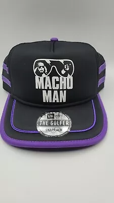 New Era Hat Macho Man WWE The Golfer Foam Rucker SnapBack Black Purple Hat • $39.99