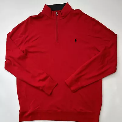 Polo Ralph Lauren Men’s XL Tall Pullover Red Quarter Zip Sweater Mock Neck • $59.97