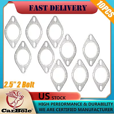 10 PACK 2.5  Catback Exhaust Header Down Pipe Manifold Collector Gasket 2 Bolt • $15.99