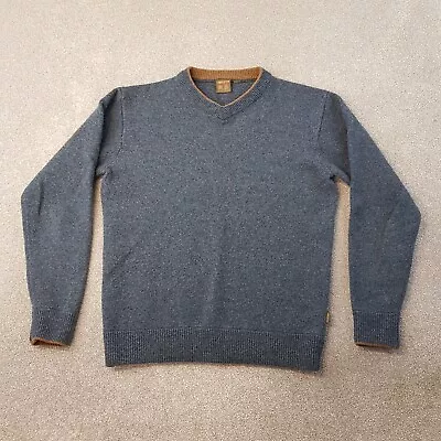 Musto Mens Jumper Small Blue Pullover Sweater Sweatshirt Lambswool Warm • £27.99