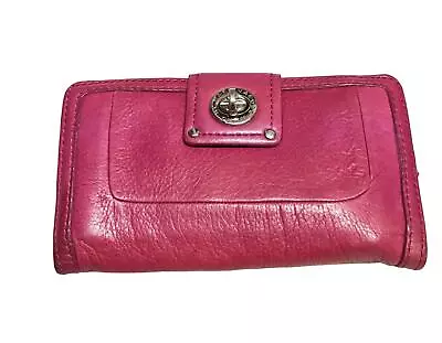 Michael Kors Leather  Wallet Magenta Pink Turn Lock  Closure Medium • $19