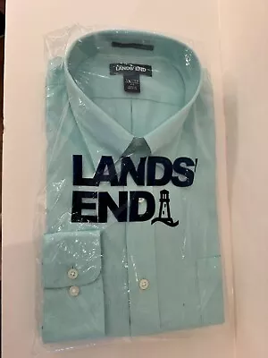 NWT Lands’ End Long Sleeve Button Down Shirt 16 1/2-34 Traditional Fit Turquoise • $30