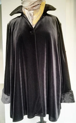 £39 • Buy AREIELLA LONDON Black Velvet Swing Coat - Vintage Excellent Condition - Size 20