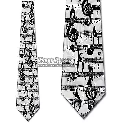 Sheet Music Tie G Clef Neckties Mens Musical Notes Neck Tie Brand New • $12