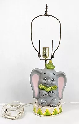 Vintage 1974 Walt Disney Productions Dumbo Ceramic Table Lamp Light 22  Tall  • $45