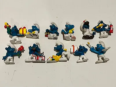 Lot Of 11 SMURF Vintage Shleich Peyo Bully Figures Candle Injured Tailor Artist • $34.99