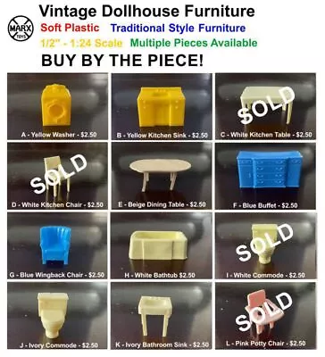 Vintage Marx  Soft Plastic Dollhouse Furniture - Buy It By The Piece! • $2.50