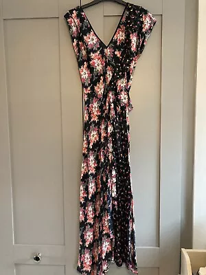 £6.99 • Buy Gypsy Style Dress ,black/pink Floral Print,size 8 By TOPSHOP
