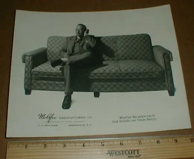 VTG 1940s McAfee Mfg Fine Furniture Sofa Greenville SC South Carolina Handout  • $85.57