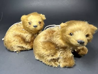 Faux Fur Over Plastic Mold Ornament Set Of 2 Bear Cubs • $12