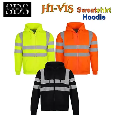 Hi Vis Viz Hooded Sweatshirt High Visibility Reflective Workwear Fleece Jacket • $20.30