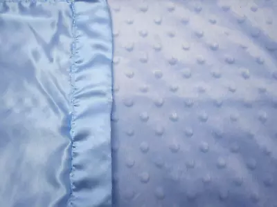 Mud Pie Baby Blanket Plush Blue Minky Dot Silky Blue Back 29x29  Very Nice Cond • $21.79