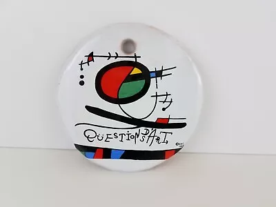 Vintage Miro Style Questions D'Art DDC 1988 Small Round Ceramic Tile Wall 4.75  • $5.99