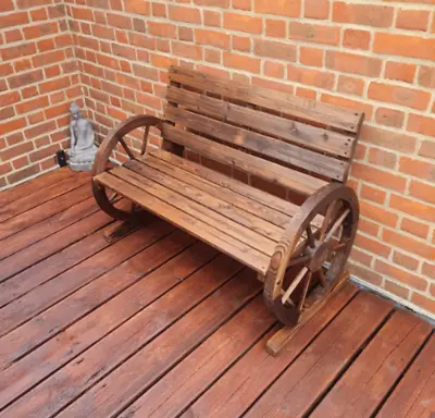 Rustic Garden Bench 2 Seater Patio Loveseat Wooden Outdoor Park Seat Furniture • £89.90