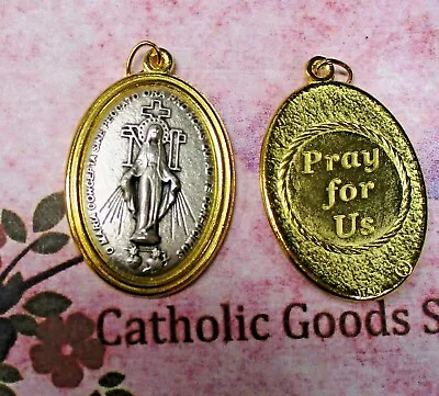 Miraculous Medal Of Mary - Pray For Us - Two Tone Italian 1 3/4 Inch Medal  • $4.50