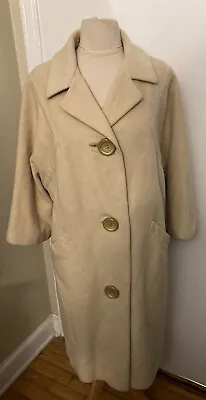 HOLLEY’S 50’s Women’s Vintage Cream Cashmere Long Stroller Coat Overcoat Size M • $65