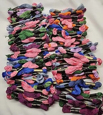 125 Skeins EMBROIDERY FLOSS J & P Coats Deluxe Pinks Blues PurpleSring Tones • $15.38