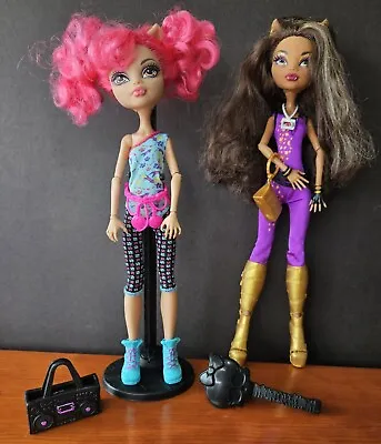 Lot Of 2 Monster High Music Festival Clawdeen Wolf  & Hip Hop Howleen Wolf Dolls • $48