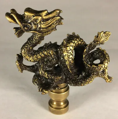 New 2 5/8  Oriental Dragon Cast Metal Lamp Harp Finial W/ Antique Finish #LF077A • $34.88