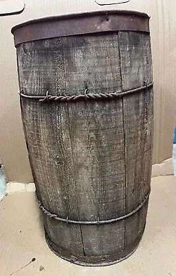 Vintage Wooden Nail Rivet Keg Barrel 17” Tall Rustic Farm Decor • $20