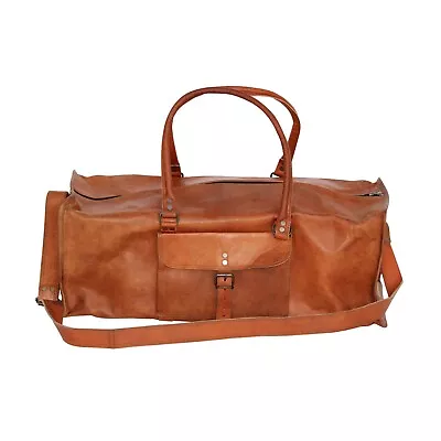 Men's Genuine Leather Travel Gym Luggage Duffel Vintage Brown Tote Bag On Sale • $102