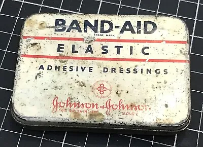 Vintage Johnson & Johnson Band-Aid Elastic Adhesive Dressings Tin Box • $13.99