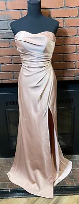 La Femme Blush Jsy Ruched Strapless Slit Gown Size 0 • $130.99