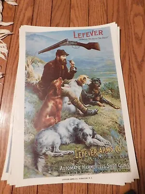 Lefever Arms Co. Shot Gun Calendar Advertising Poster 1930's Hunter With Dogs • $12