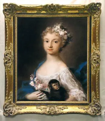 Hand Painted Old Master-Art Antique Oil Painting Portrait Monkey Girl On Canvas • $533.60