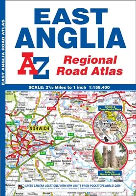 East Anglia Regional Road Atlas By Geographers A-Z Map Company  NEW Book • £8.19