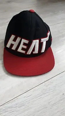 Miami Heat Hat Cap Snap Back Adidas Black Red NBA Spellout Adjustable • £13.99