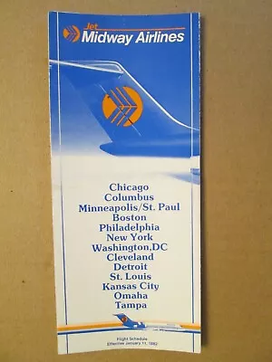 Midway Airlines Timetable Flight Schedule Jan. 11 1982 • $8.99