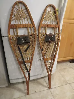 Vintage Wooden Snowshoes Size   42 `` Long By  12  `` Wide  Nice   (3700 • $59.99