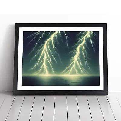 Riveting Lightning Storm Wall Art Print Framed Canvas Picture Poster Decor • £14.95