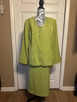 Women’s 3-piece Chartreuse Beaded “Church Suit” 20 • $39.99