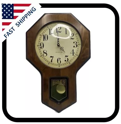 Vintage Verichron 23.5”x15.5”x3” Schoolhouse Regulator Clock Westminster Chime • $89