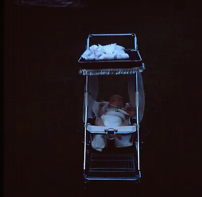 Baby Sleeping In Retro Stroller 1972 70s Vintage 126 Color Slide • $11.80
