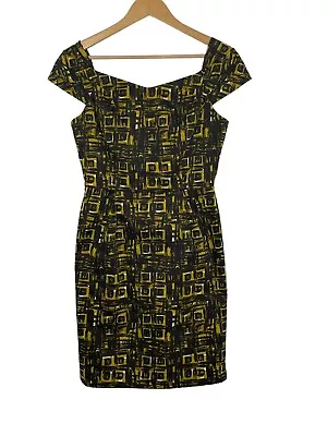 Milly Womens Sheath Dress Geometric Print Brown Mustard Size 6 • $38.99