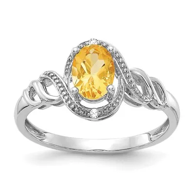 $284 • Buy 10k White Gold Citrine Diamond Ring Birthstone November Gemstone Fine Jewelry