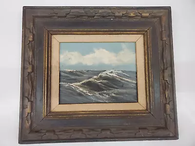 Antique Vintage Original Oil Painting Ocean Waves Seascape  Signed • $200