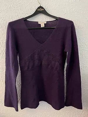 Mainbocher Pure Cashmere S Purple Soft Sweater Vneck Women's Small • $28.80