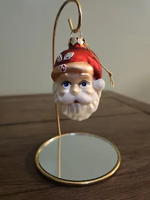 Vtg Blown Glass Santa Head Christmas Ornament • $9.98